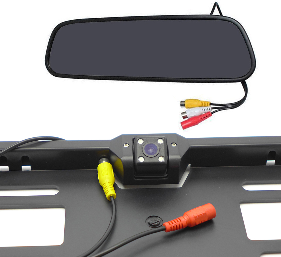 Rear view mirror with 4.3 "TFT rear camera and the backing plate with IR Night Vision