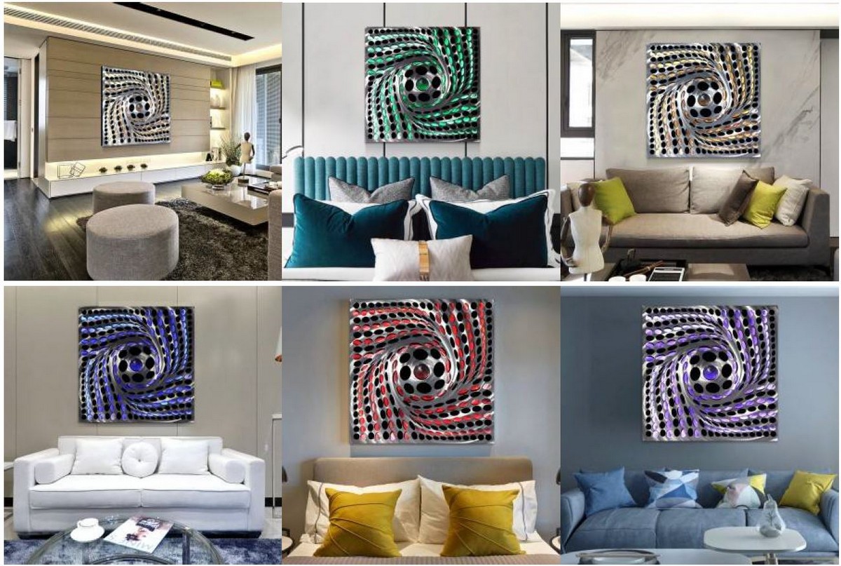 abstract metal wall art with led lights