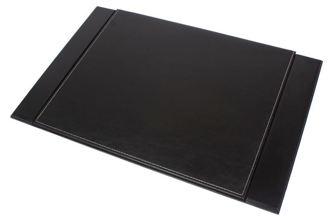 black leather table mat wooden