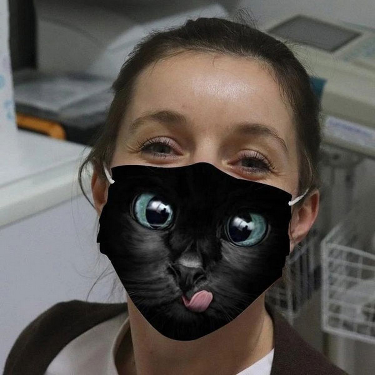 cat face mask black