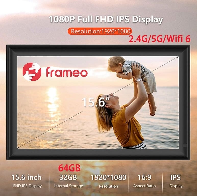 Digital photo frame 15.6" - Electronic with wifi app support (iOS / Android)