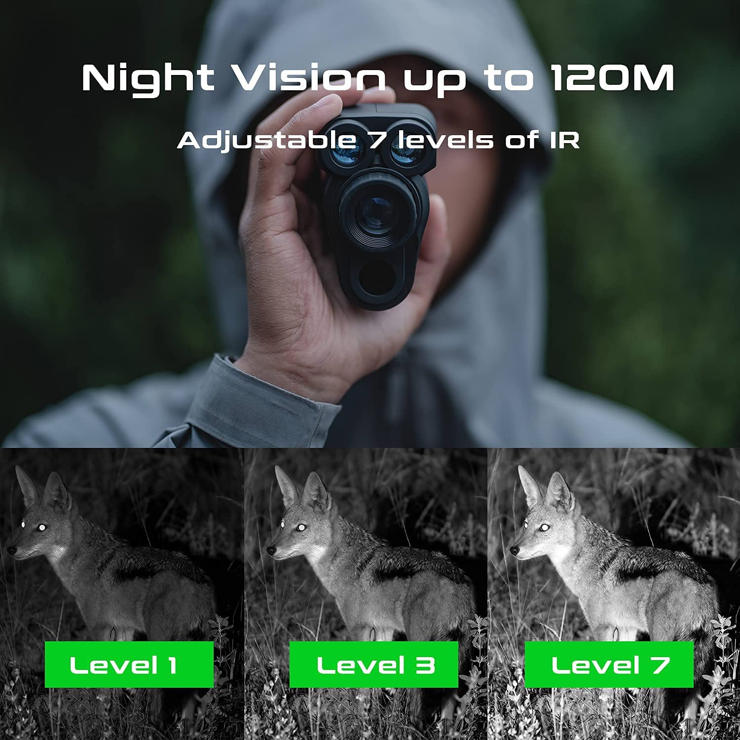 monocular with night vision up to 120m at night