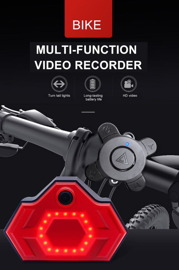 Bicycle light with camera - rear light with indicators