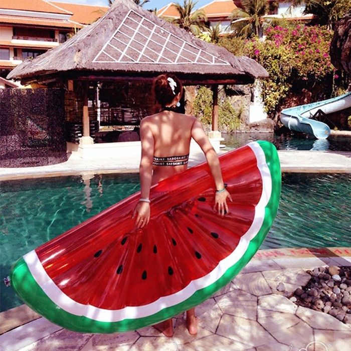 Watermelon inflatable in the water pool