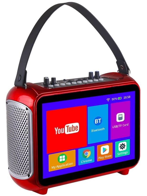 mini portable karaoke set with display and microphone