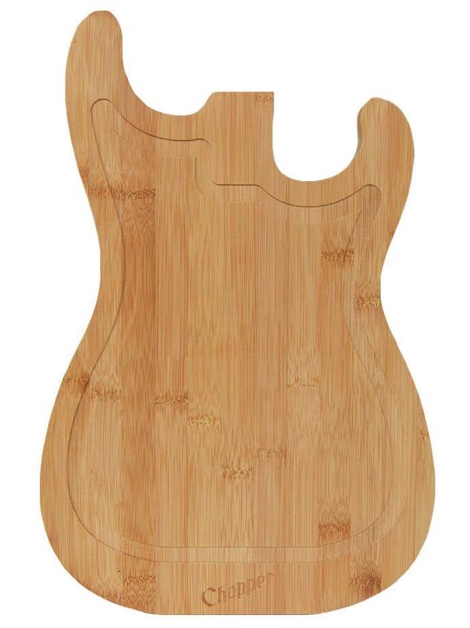 wooden cutting board in the shape of a guitar