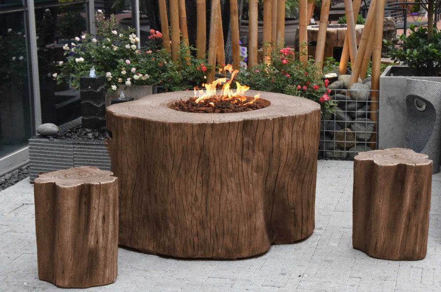 stumps for sitting fireplace brown made of concrete