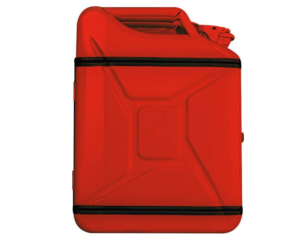 gin bar in the shape of a canister red jerry can
