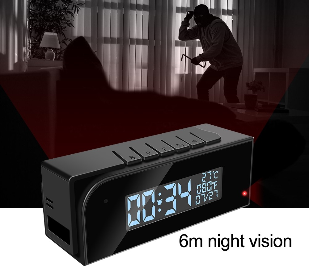 spy camera with night vision alarm clock