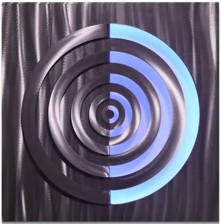 Abstract wall paintings silver metal 3d