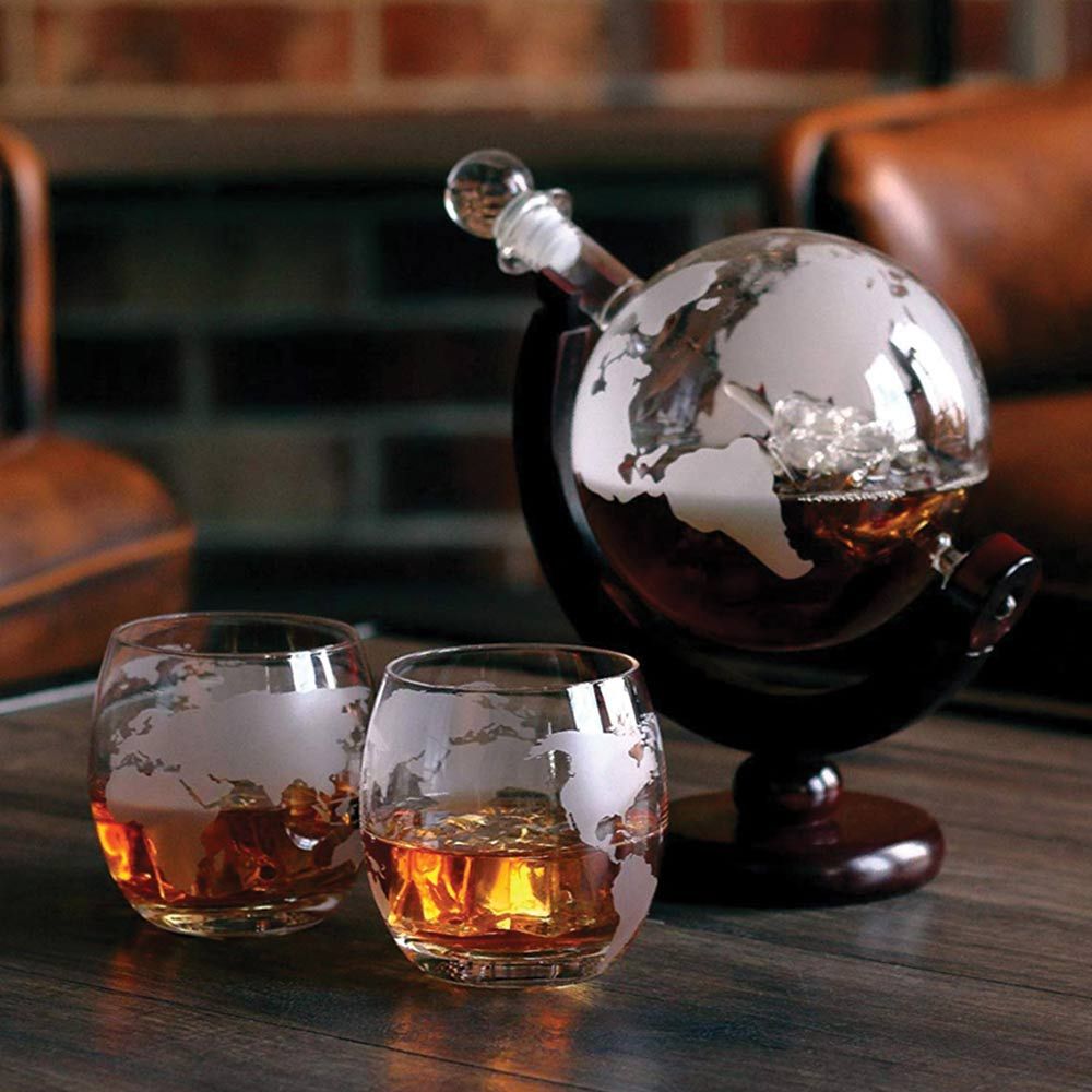 whiskey set in the shape of a globe