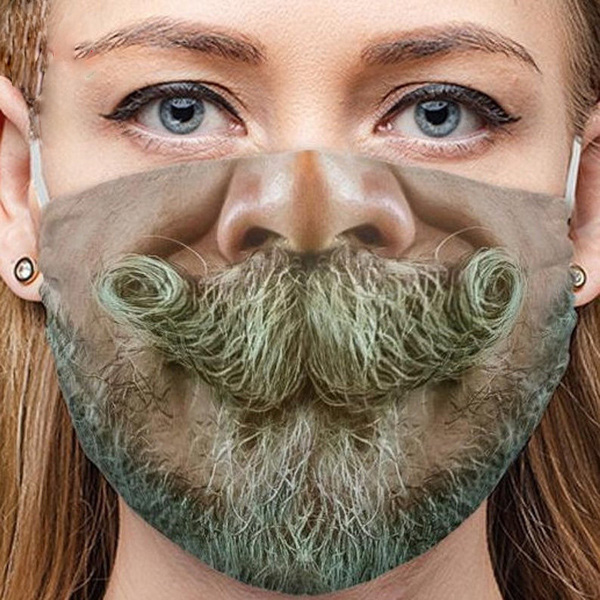 3d mask print mustache and beard