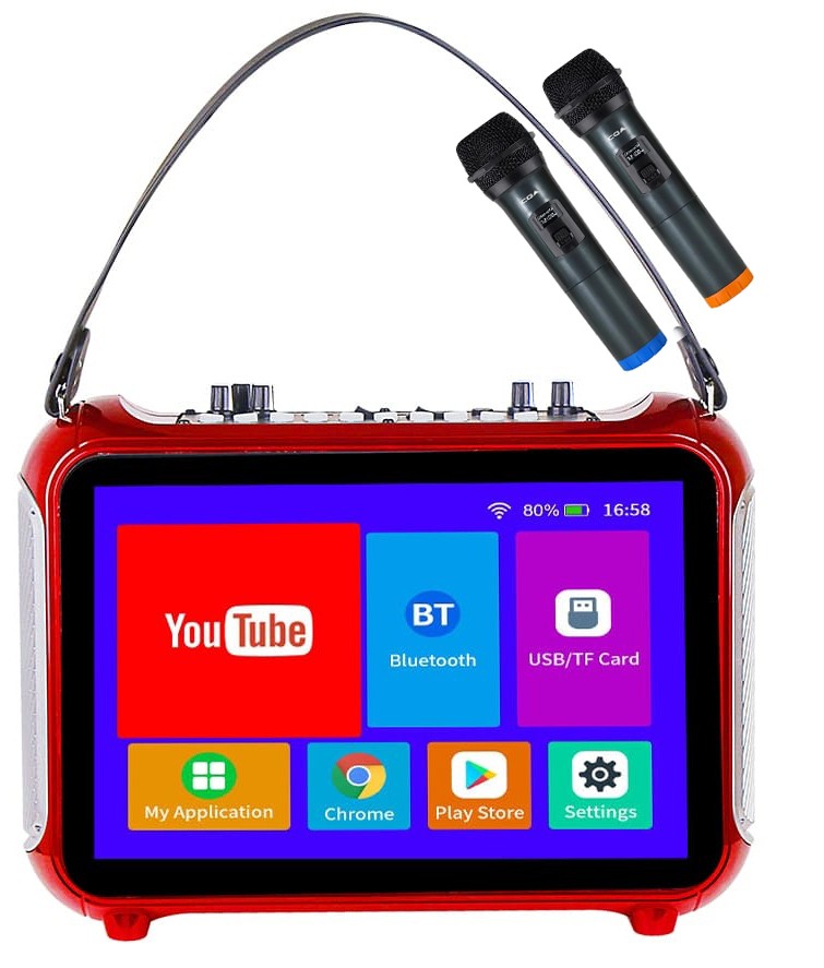 portable karaoke set machine system with built-in display