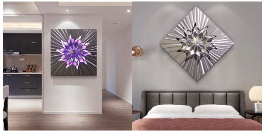 metal paintings in flat led rgb colours