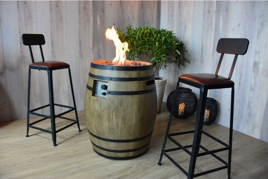 Wine barrel fire pit table gas propane fireplace