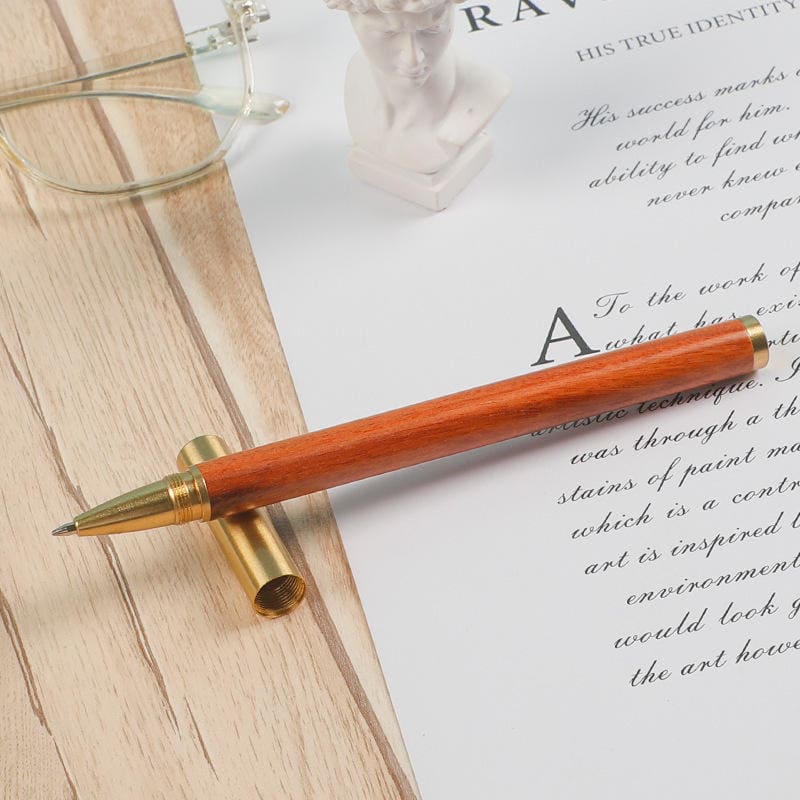 gold pen with wooden design