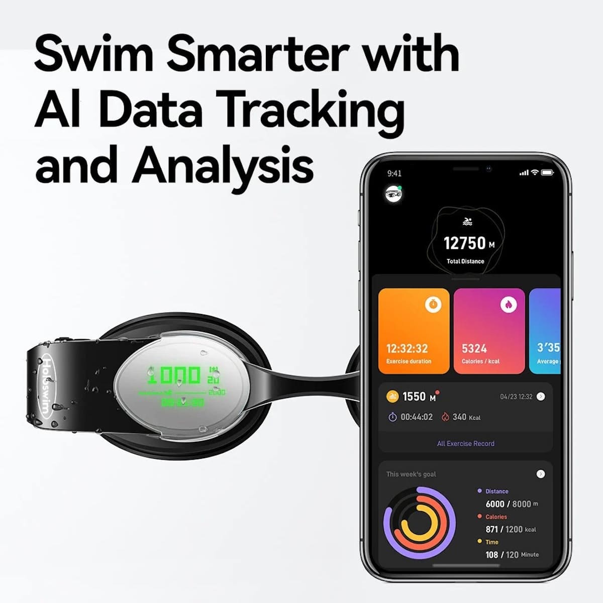 smart Swimming goggles holo swim with smartphone app
