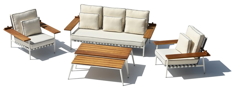 Outdoor garden seating exclusive design with wood aluminum with a large table