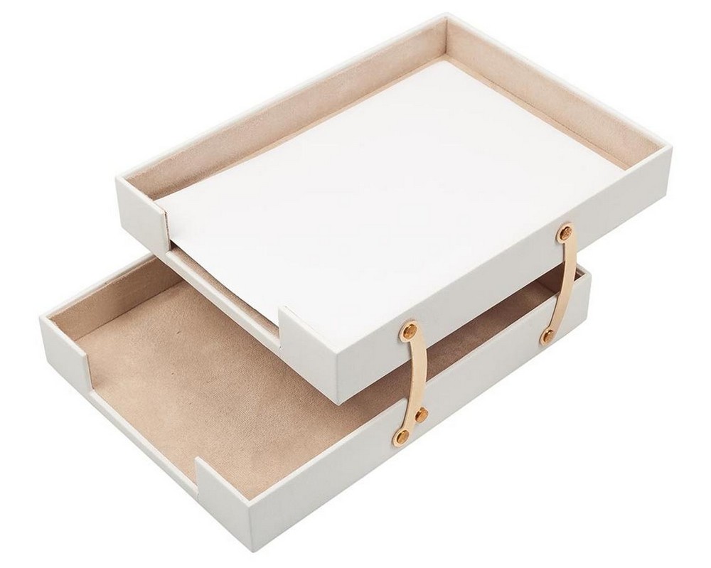 white leather paper tray