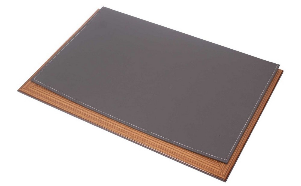 Work table mat wooden leather