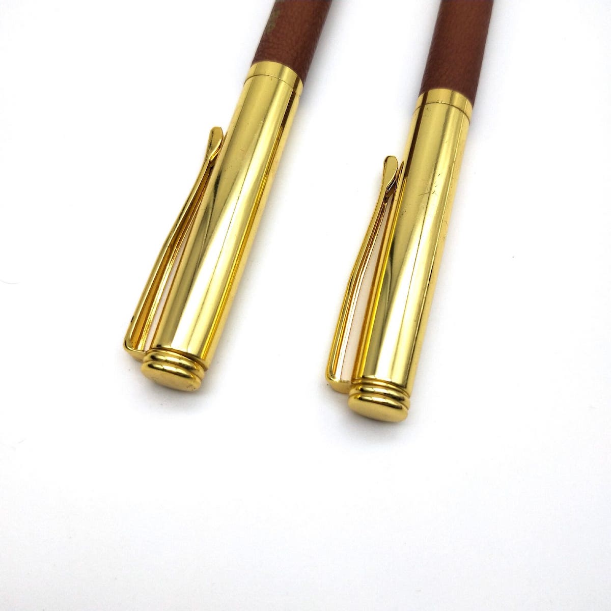 luxury golden ballpoint pen with leather