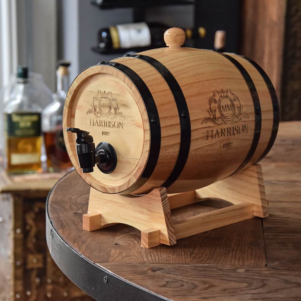Wooden barrel for the garden or interior for pouring drinks