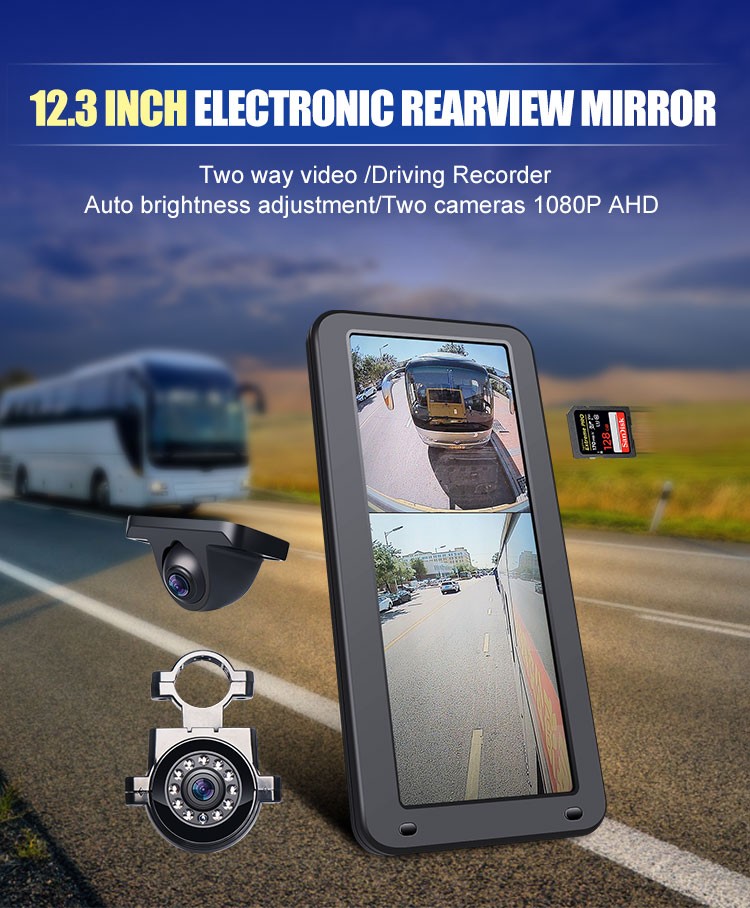 rear-view mirror for buses with reversing camera