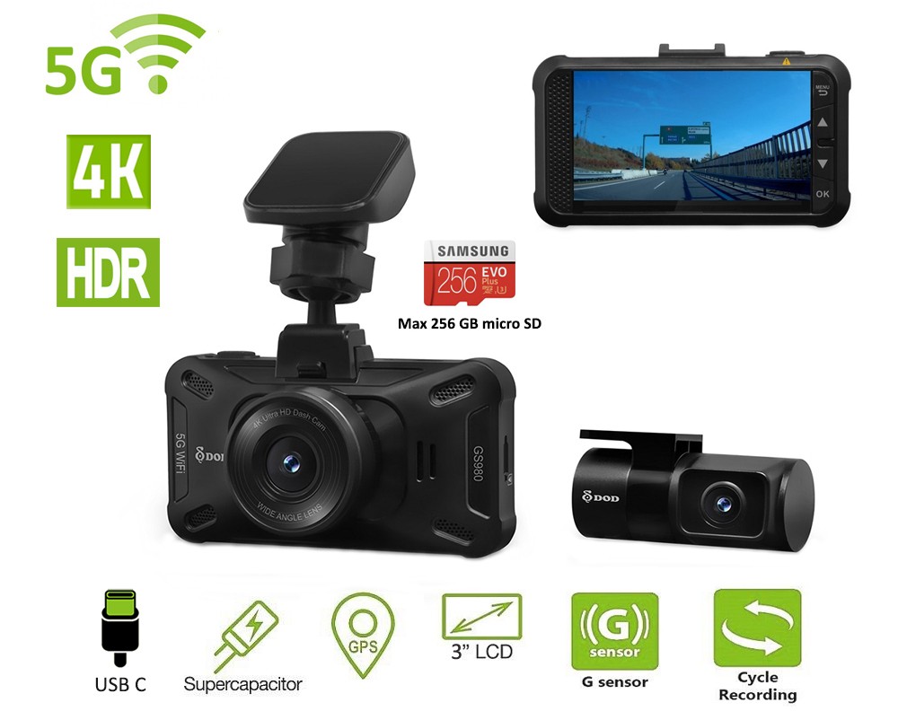 best dash cam front and rear dod gs980d with 4k