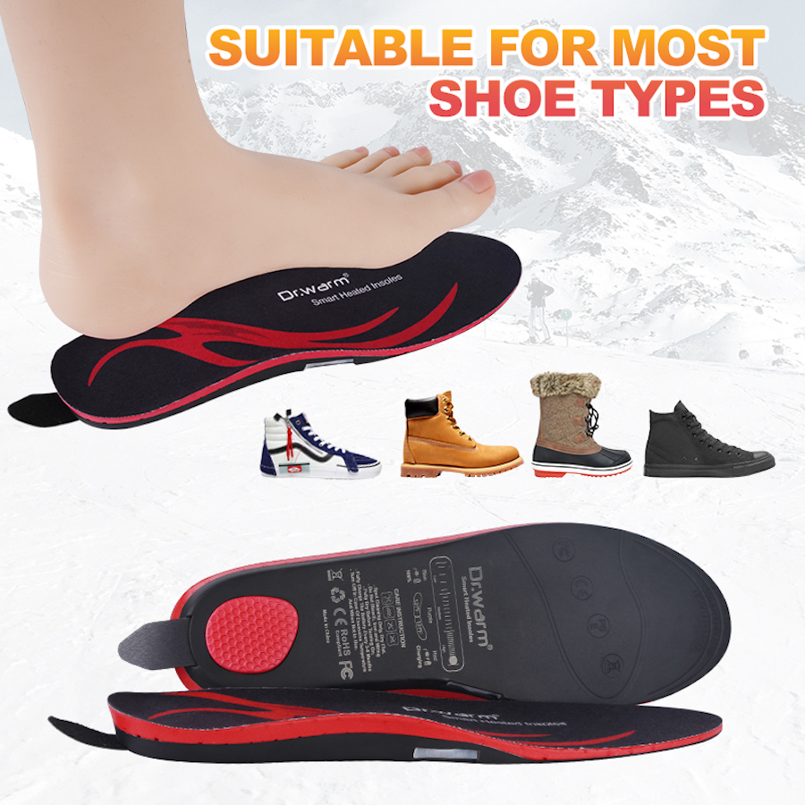 insoles with thermal heating batteries - app for phone