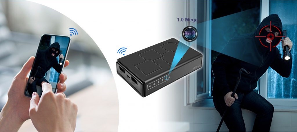 powerbank HD camera with motion detection + alarm