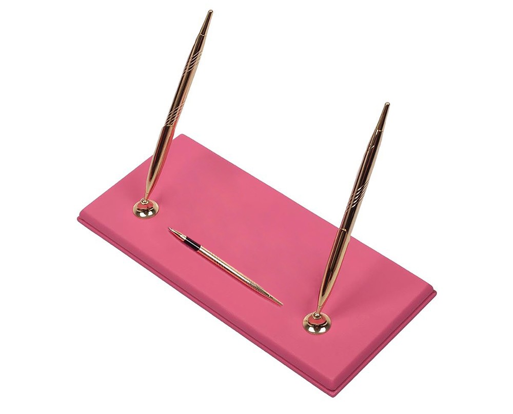 set of luxury pens pink gold stand for women