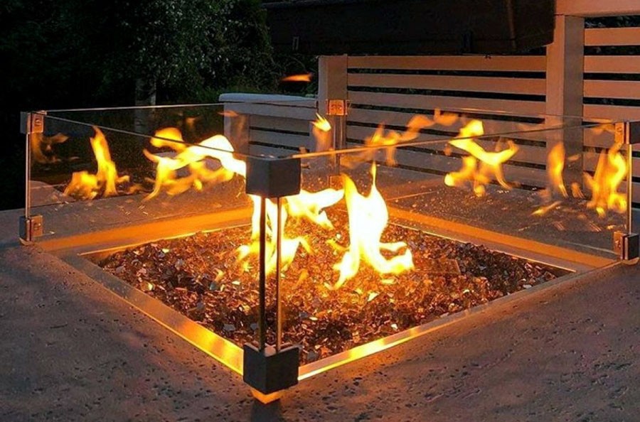 Outdoor table with gas fireplace - garden fire place