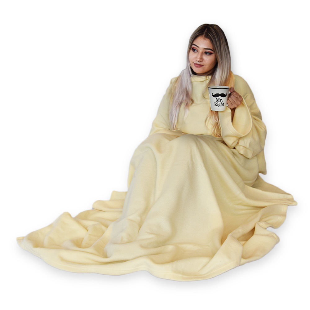 soft fleece blanket snuggie - wearable without sleeves