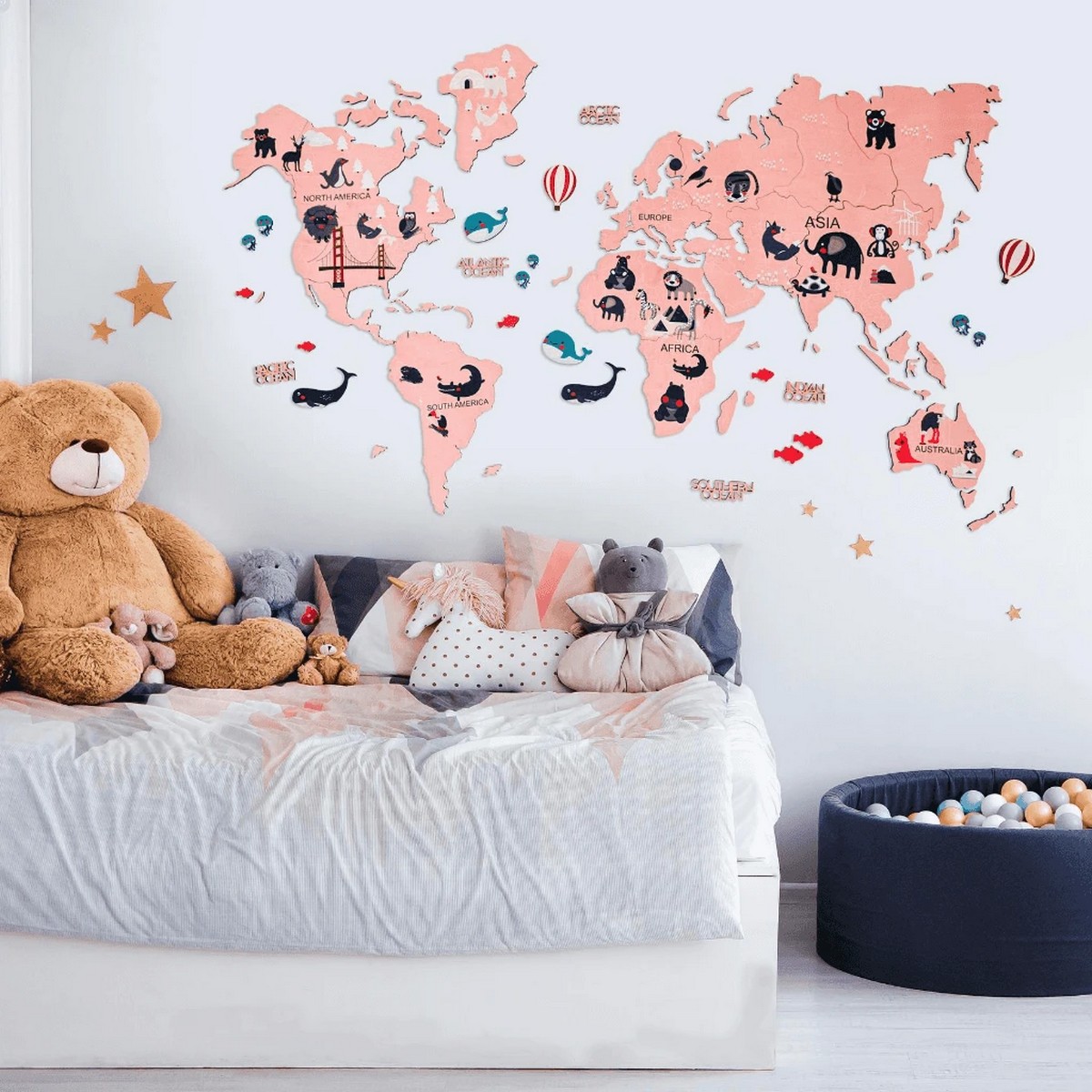 world map on the wall for a girl
