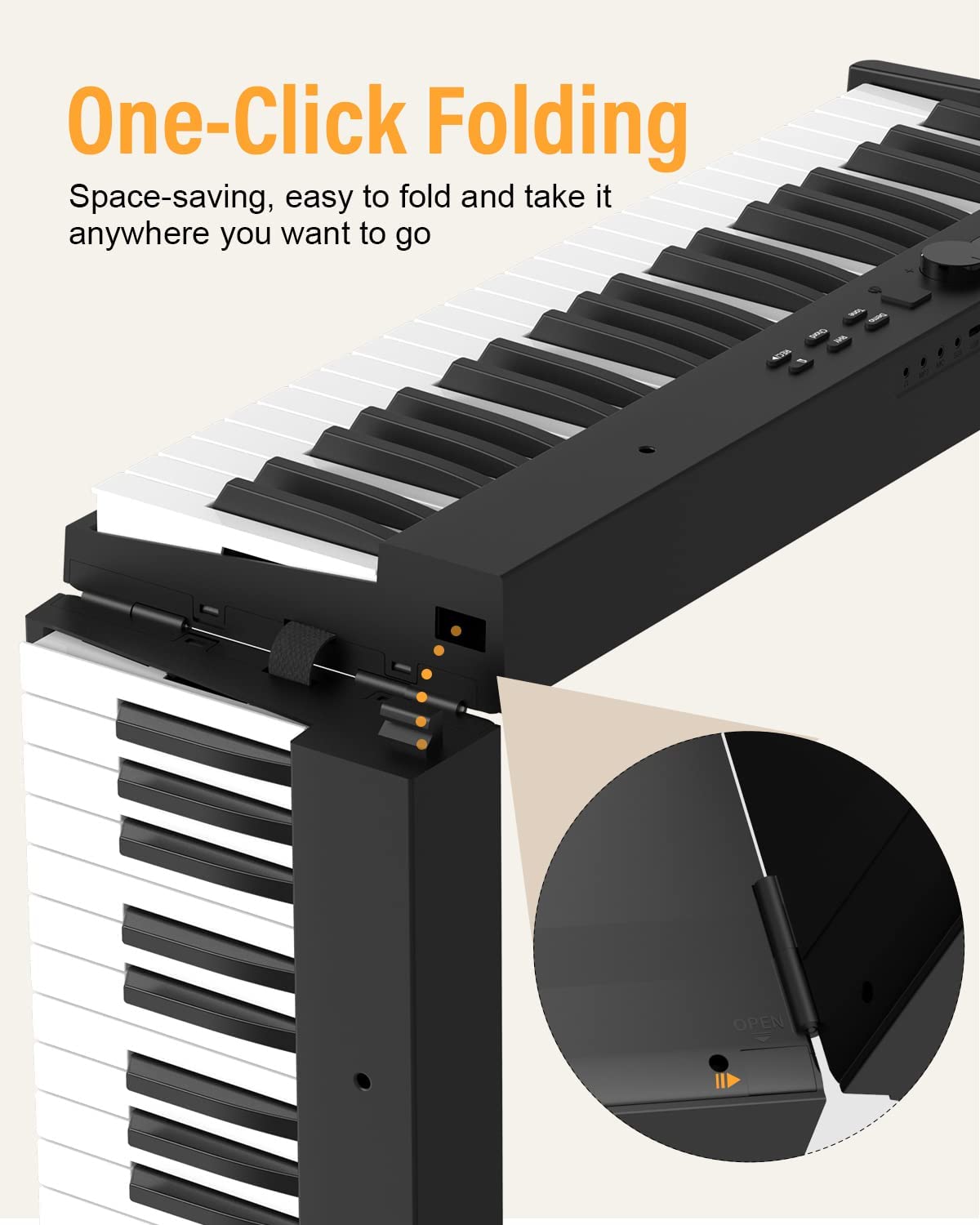 Portable folding MIDI piano