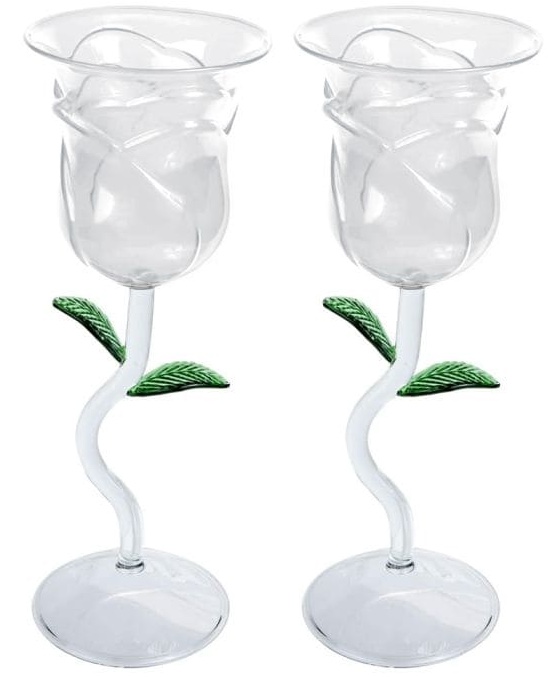 rose shaped wine glass set