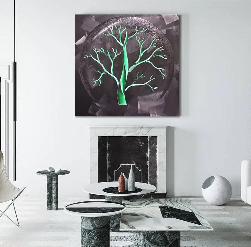 tree of life metal paintings silver aluminum for wall