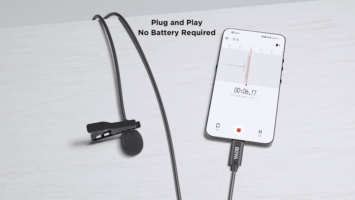 Mobile phone microphone with USB-C connector for Android devices
