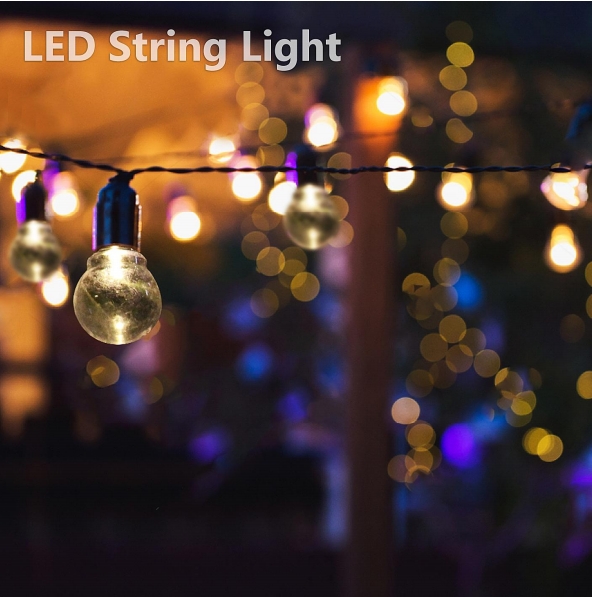 LED string light with solar panel