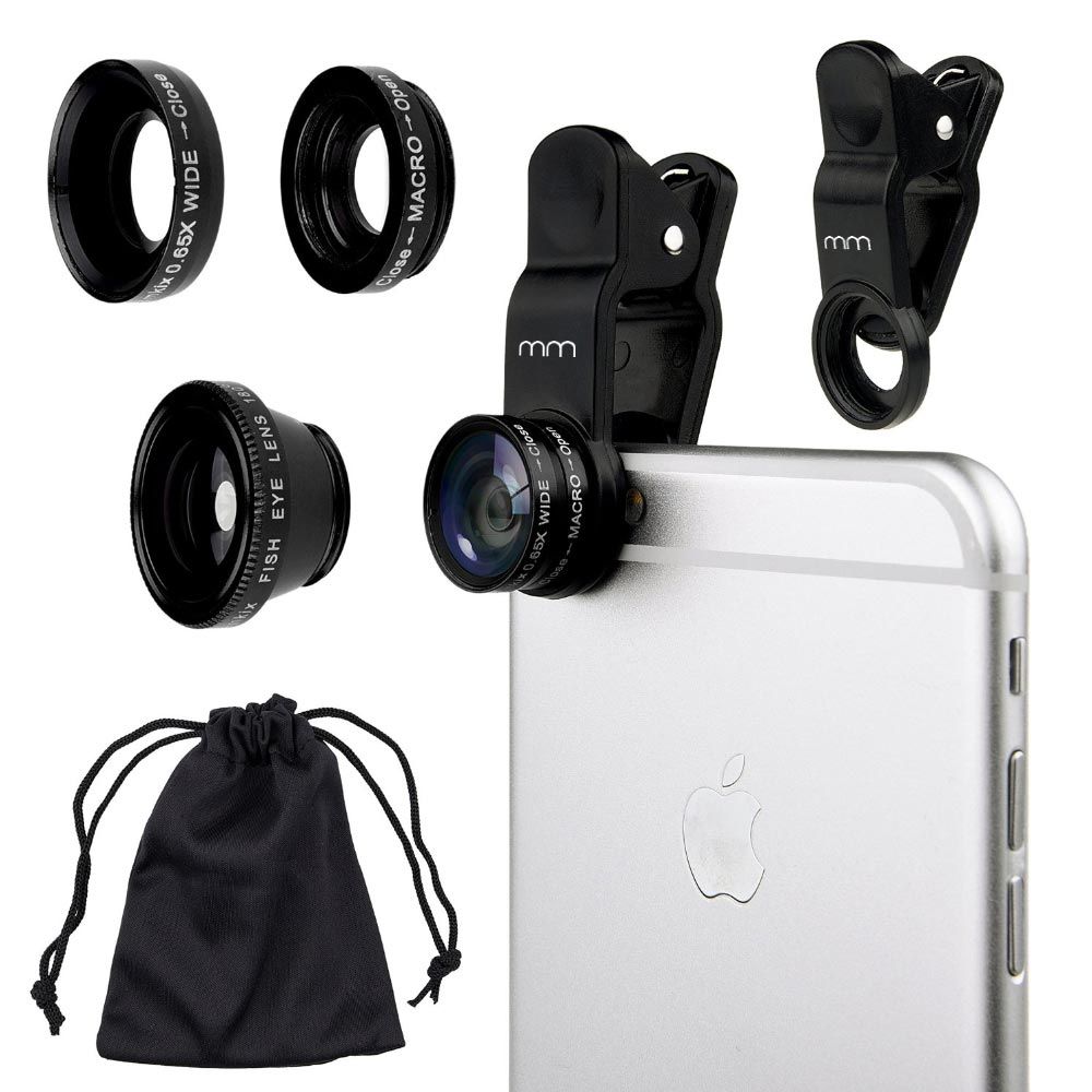 Lenses for mobile macro, wide - universal attachable via clip