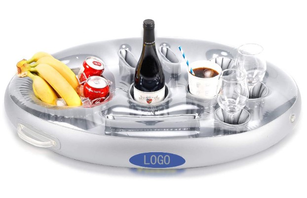Inflatable floating refreshments tray