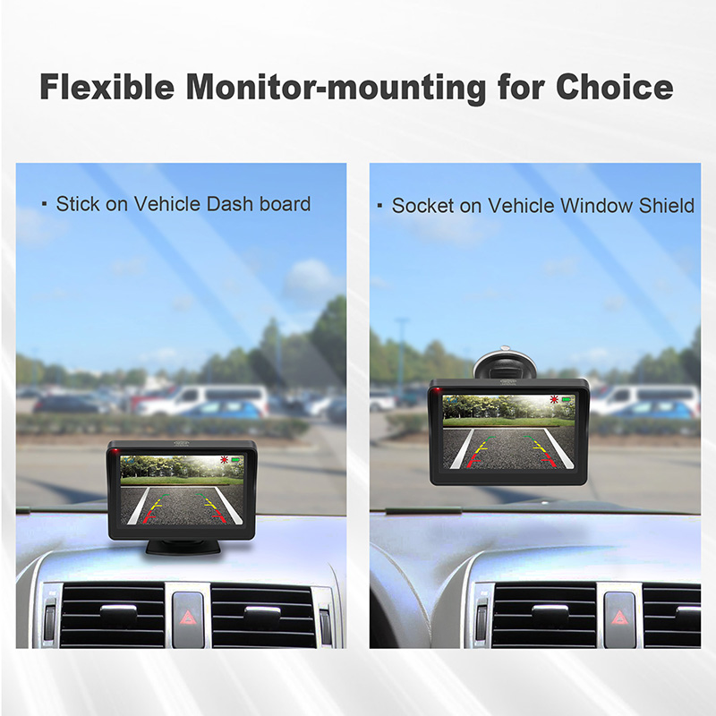 monitor for reversing mounting the display on the dashboard window
