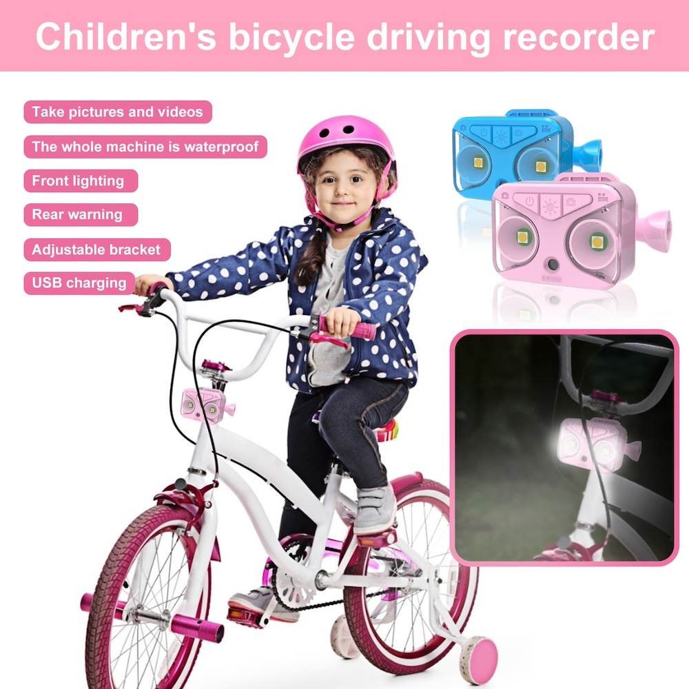 kids bike camera with bicycle light