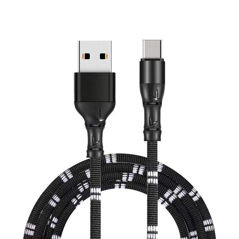 usb type-c cable in bamboo design