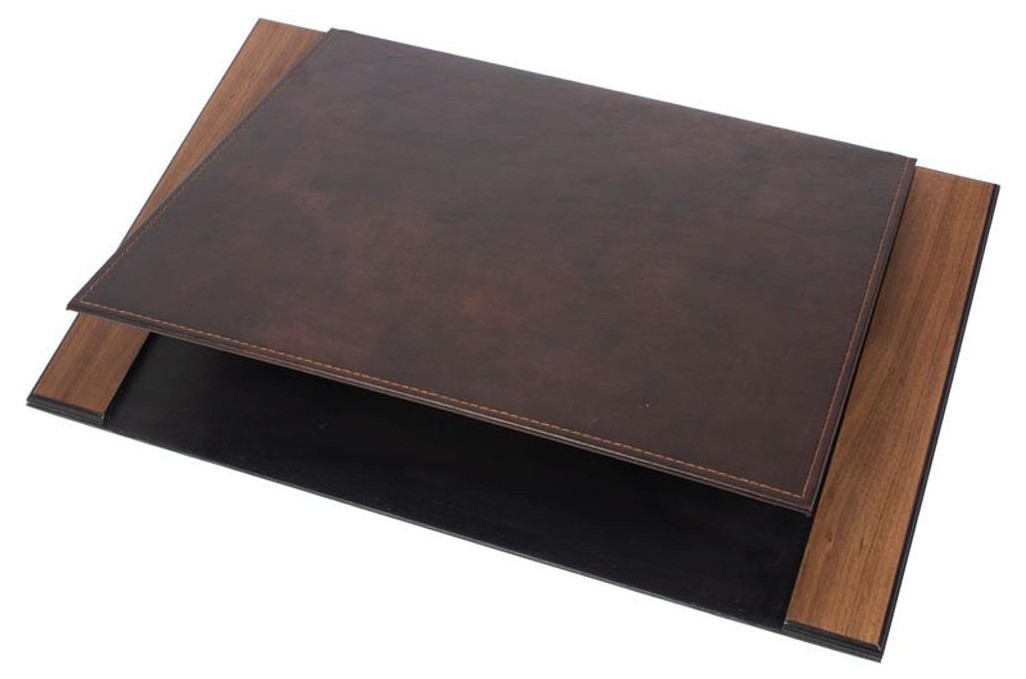 documents leather pad wooden