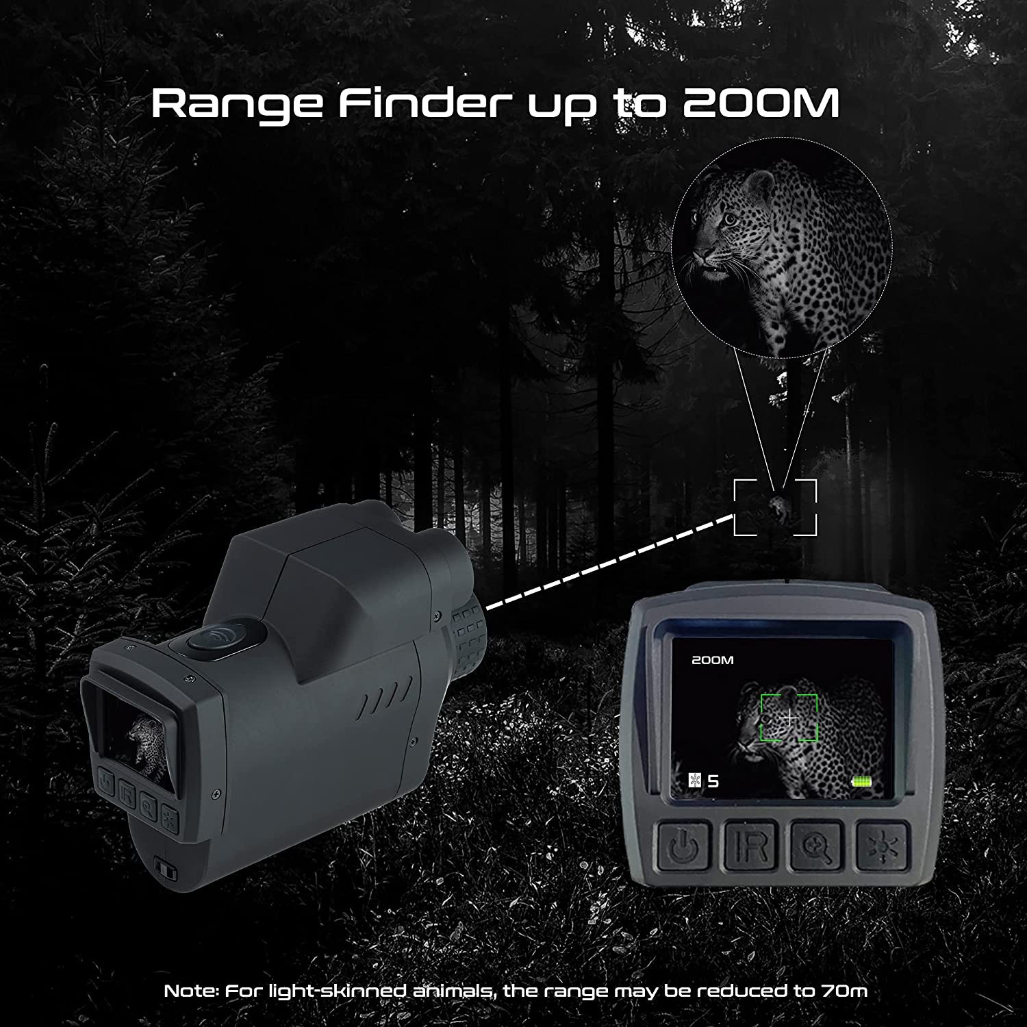 binoculars - distance range finder up to 200m