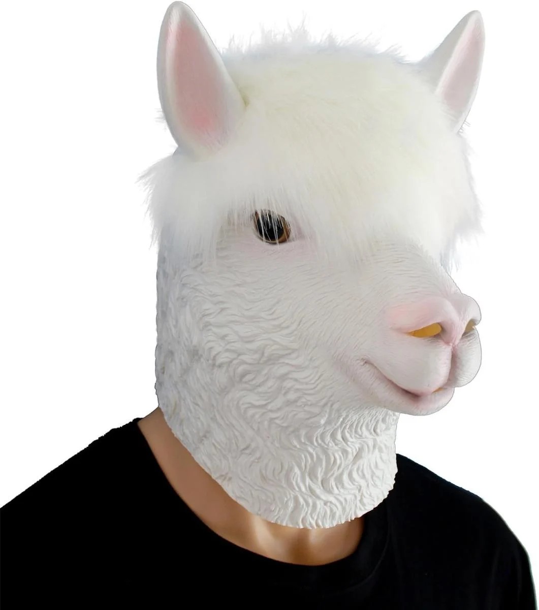 alpaca llama - face mask head latex silicone