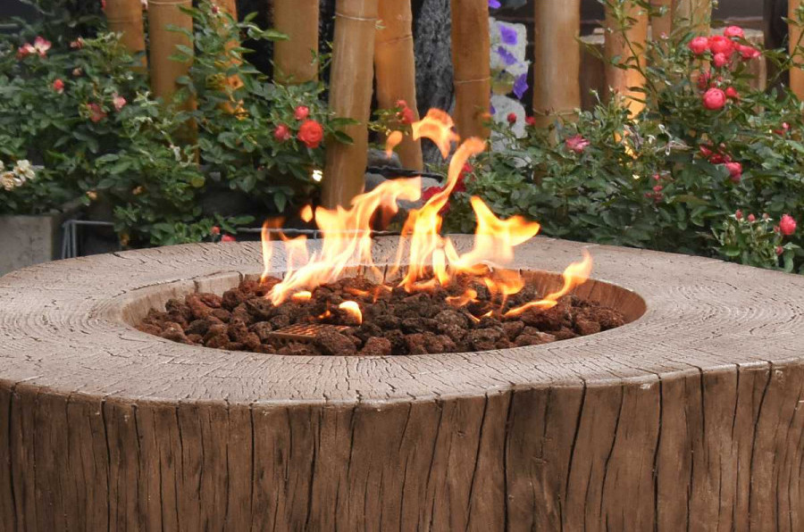 Stump firepit fireplace wood fake imitation from concrete
