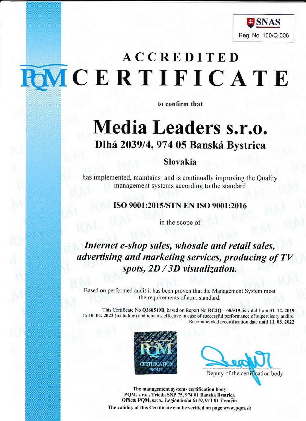 iso certificate Media Leaders 