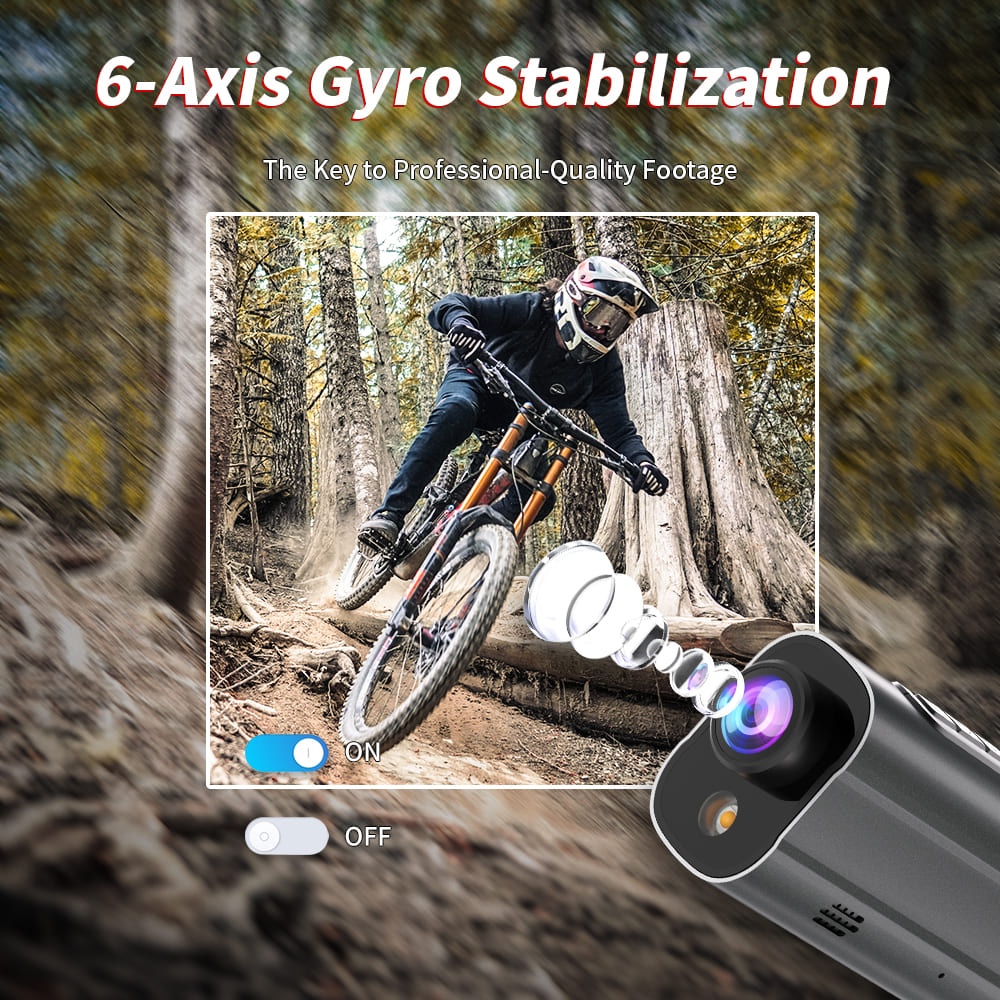 Action camera with 6-axis stabilization